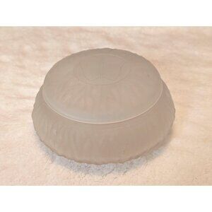 Vintage L E Smith Frosted Satin Glass Vanity Powder Jar Butterfly Lid